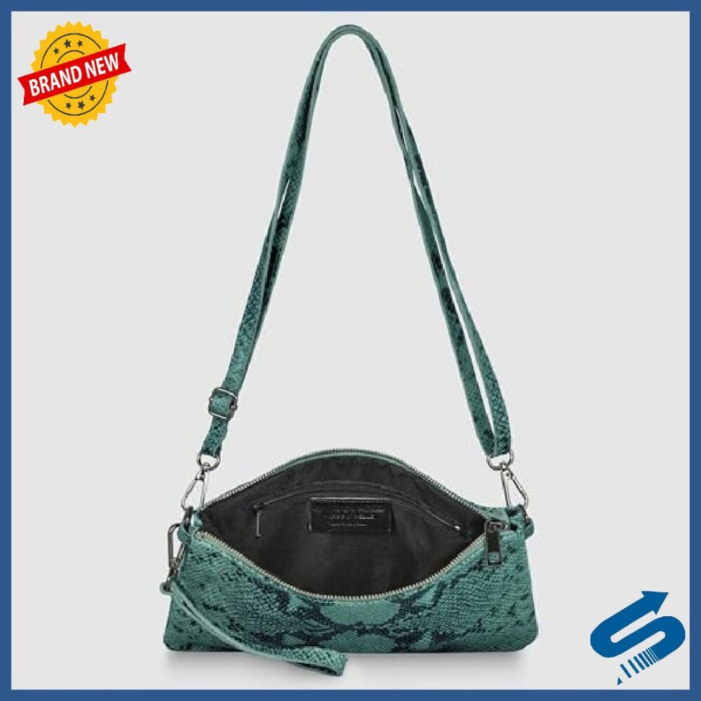 Italian Suede Python Print Crossbody Wristlet Wit… - image 4